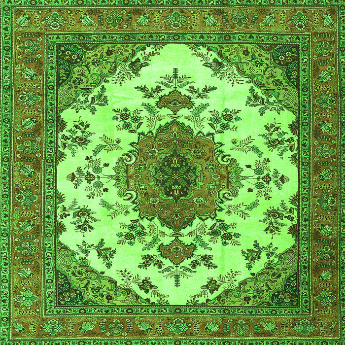Serging Thickness of Medallion Green Traditional Rug, tr4051grn