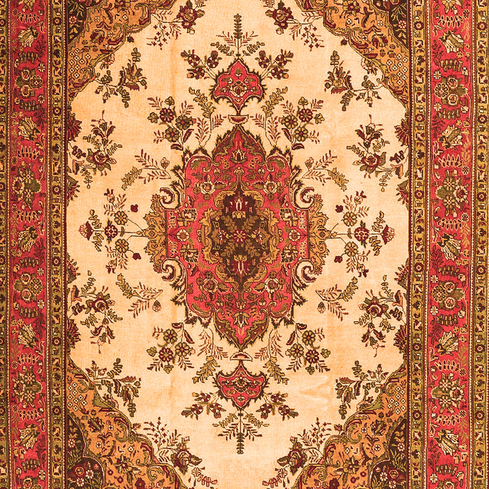 Serging Thickness of Machine Washable Medallion Orange Traditional Area Rugs, wshtr4051org