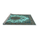 Sideview of Machine Washable Medallion Light Blue Traditional Rug, wshtr4051lblu