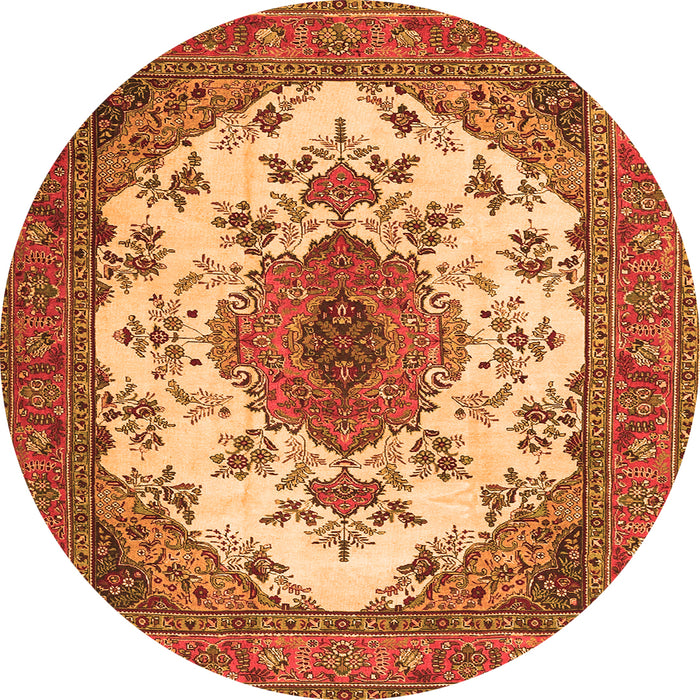 Machine Washable Medallion Orange Traditional Area Rugs, wshtr4051org