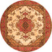 Machine Washable Medallion Orange Traditional Area Rugs, wshtr4051org