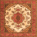 Serging Thickness of Medallion Orange Traditional Rug, tr4051org