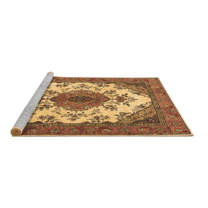 Sideview of Machine Washable Medallion Brown Traditional Rug, wshtr4051brn