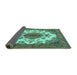 Sideview of Medallion Turquoise Traditional Rug, tr4051turq