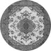 Machine Washable Medallion Gray Traditional Rug, wshtr4051gry