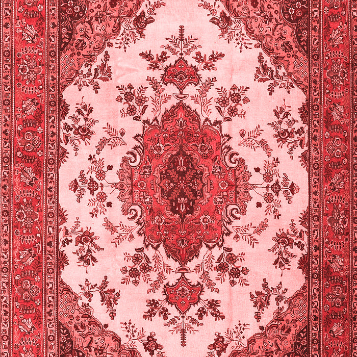 Machine Washable Medallion Red Traditional Rug, wshtr4051red