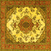 Square Medallion Yellow Traditional Rug, tr4051yw