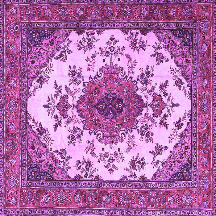 Square Machine Washable Medallion Purple Traditional Area Rugs, wshtr4051pur
