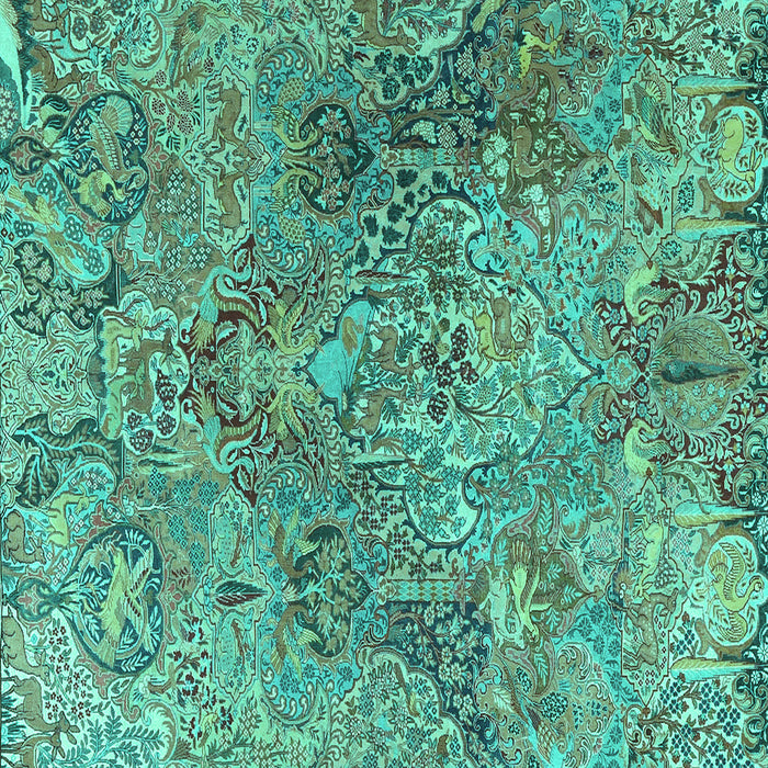 Square Persian Turquoise Traditional Rug, tr4052turq