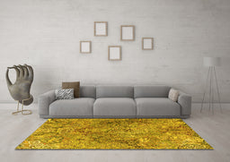 Machine Washable Persian Yellow Traditional Rug in a Living Room, wshtr4052yw