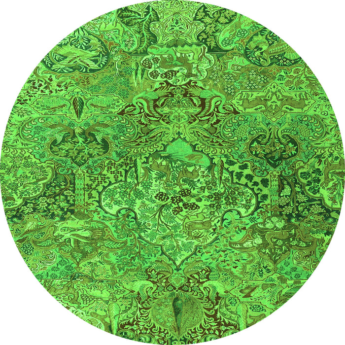 Square Persian Green Traditional Rug, tr4052grn
