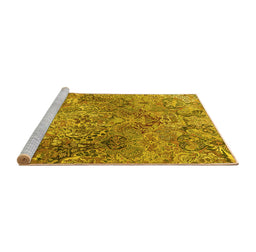 Sideview of Machine Washable Persian Yellow Traditional Rug, wshtr4052yw