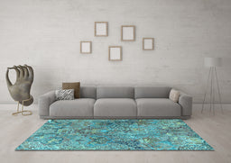 Machine Washable Persian Light Blue Traditional Rug in a Living Room, wshtr4052lblu