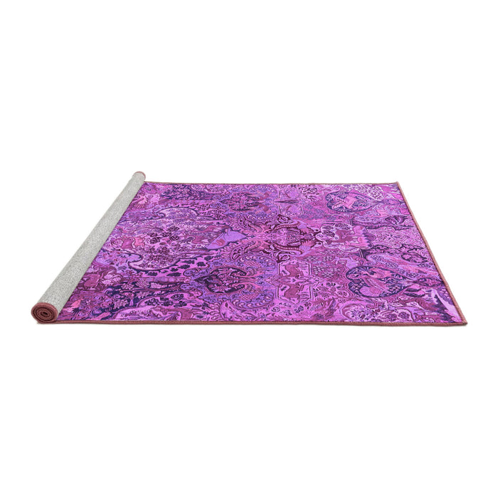 Sideview of Machine Washable Persian Purple Traditional Area Rugs, wshtr4052pur