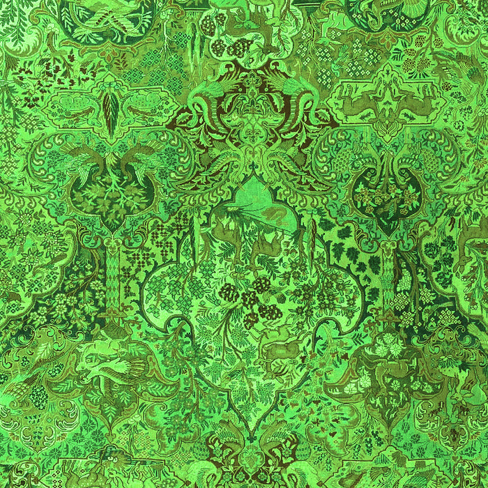 Serging Thickness of Machine Washable Persian Green Traditional Area Rugs, wshtr4052grn