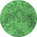 Round Persian Emerald Green Traditional Rug, tr4052emgrn