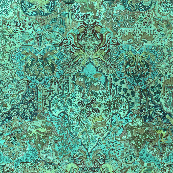 Machine Washable Persian Turquoise Traditional Area Rugs, wshtr4052turq