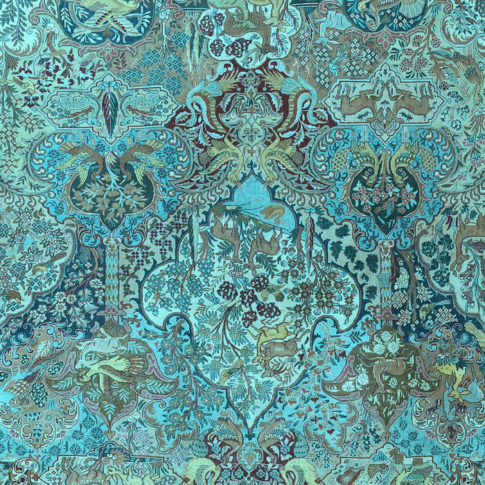 Machine Washable Persian Light Blue Traditional Rug, wshtr4052lblu