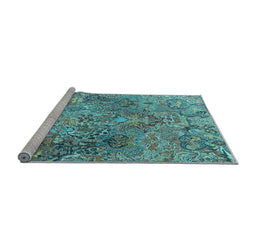 Sideview of Machine Washable Persian Light Blue Traditional Rug, wshtr4052lblu