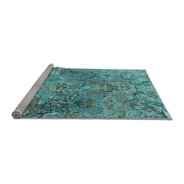 Sideview of Machine Washable Persian Light Blue Traditional Rug, wshtr4052lblu