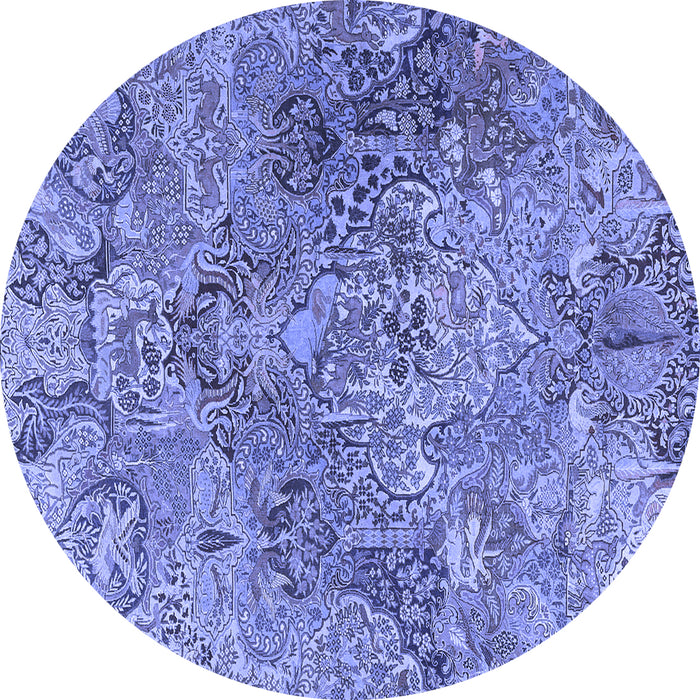 Round Persian Blue Traditional Rug, tr4052blu