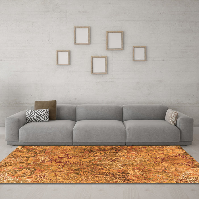 Machine Washable Persian Orange Traditional Area Rugs in a Living Room, wshtr4052org