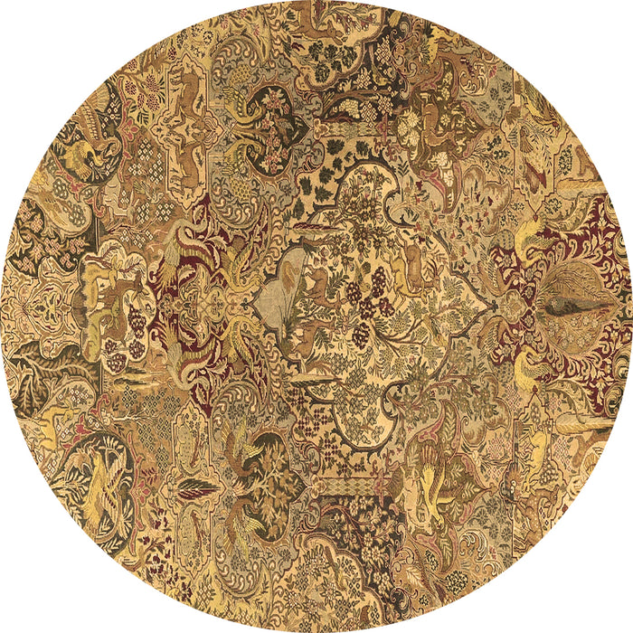 Round Persian Brown Traditional Rug, tr4052brn