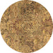 Round Persian Brown Traditional Rug, tr4052brn