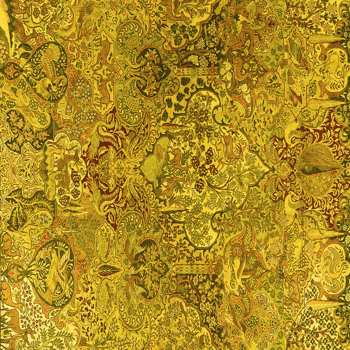 Square Machine Washable Persian Yellow Traditional Rug, wshtr4052yw