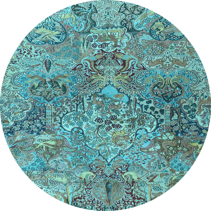 Round Persian Light Blue Traditional Rug, tr4052lblu
