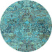 Round Persian Light Blue Traditional Rug, tr4052lblu
