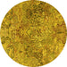 Round Machine Washable Persian Yellow Traditional Rug, wshtr4052yw