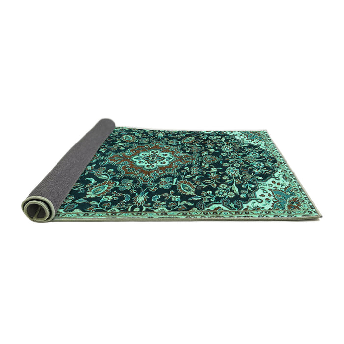Sideview of Persian Turquoise Traditional Rug, tr4053turq