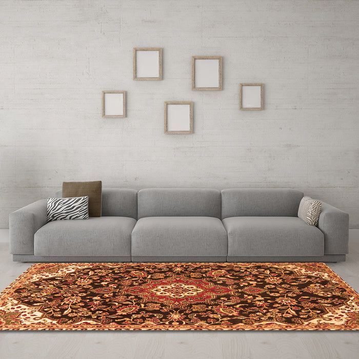 Machine Washable Persian Orange Traditional Area Rugs in a Living Room, wshtr4053org