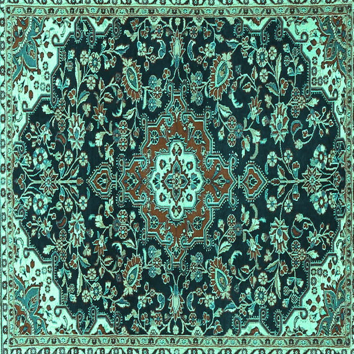 Square Machine Washable Persian Turquoise Traditional Area Rugs, wshtr4053turq