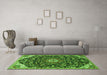 Machine Washable Persian Green Traditional Area Rugs in a Living Room,, wshtr4053grn