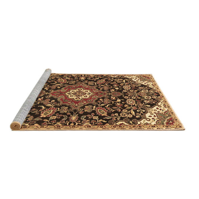 Sideview of Machine Washable Persian Brown Traditional Rug, wshtr4053brn