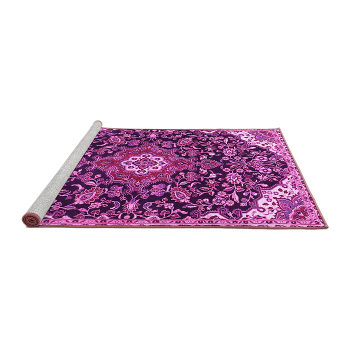 Sideview of Machine Washable Persian Pink Traditional Rug, wshtr4053pnk