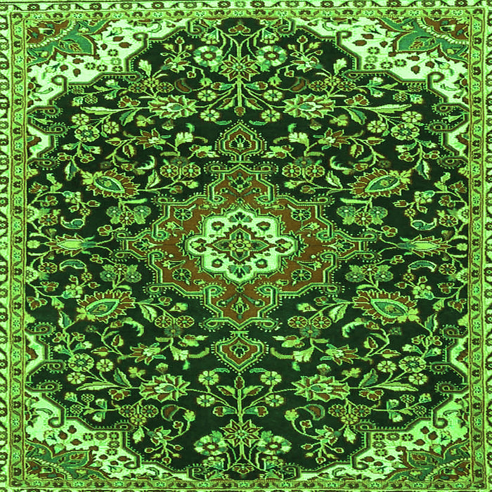 Round Machine Washable Persian Green Traditional Area Rugs, wshtr4053grn