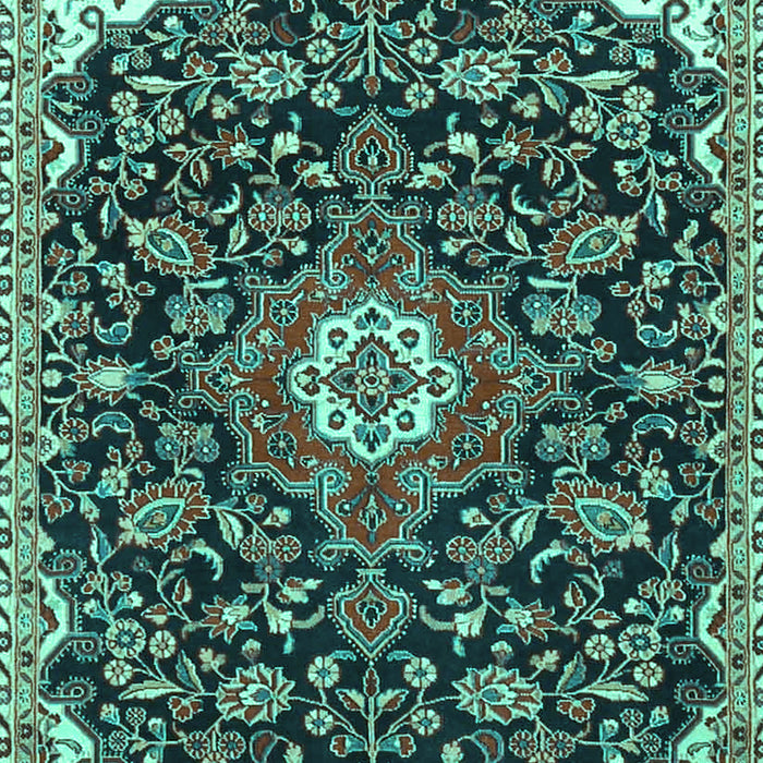 Machine Washable Persian Turquoise Traditional Area Rugs, wshtr4053turq