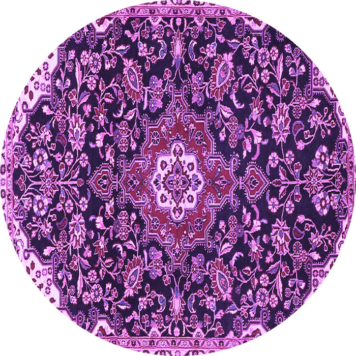 Round Machine Washable Persian Purple Traditional Area Rugs, wshtr4053pur