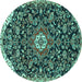 Round Persian Turquoise Traditional Rug, tr4053turq