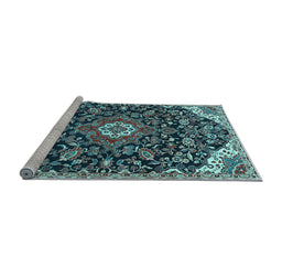 Sideview of Machine Washable Persian Light Blue Traditional Rug, wshtr4053lblu
