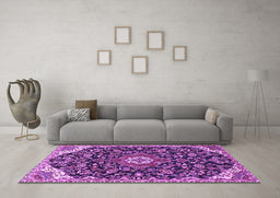 Machine Washable Persian Purple Traditional Area Rugs in a Living Room, wshtr4053pur