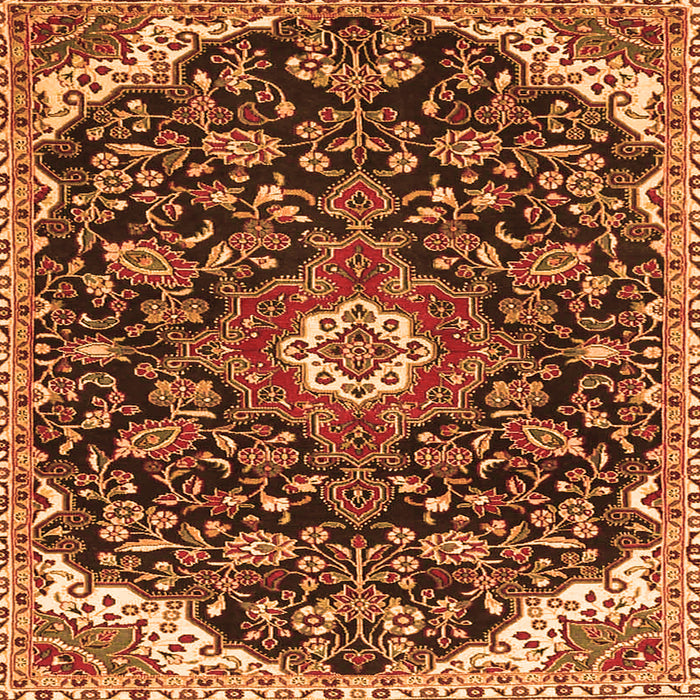 Round Machine Washable Persian Orange Traditional Area Rugs, wshtr4053org