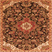 Round Machine Washable Persian Orange Traditional Area Rugs, wshtr4053org