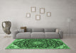 Machine Washable Persian Emerald Green Traditional Area Rugs in a Living Room,, wshtr4053emgrn