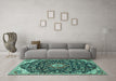 Machine Washable Persian Turquoise Traditional Area Rugs in a Living Room,, wshtr4053turq