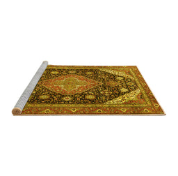 Sideview of Machine Washable Persian Yellow Traditional Rug, wshtr4054yw