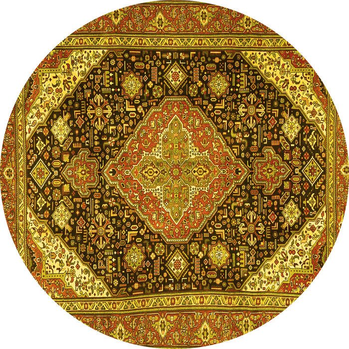 Round Persian Yellow Traditional Rug, tr4054yw